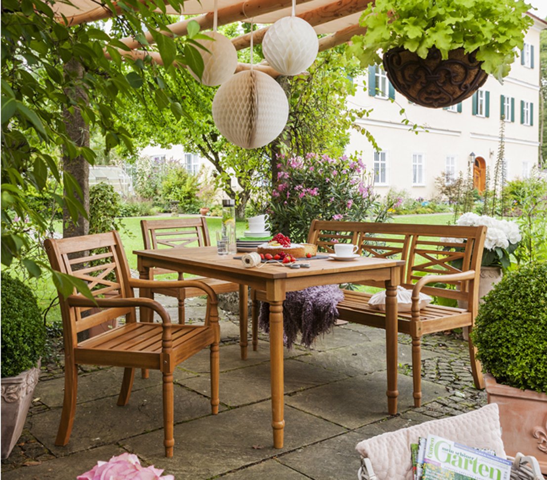 Dehner Samoa Gartenbank 3-Sitzer 150 cm Akazienholz natur