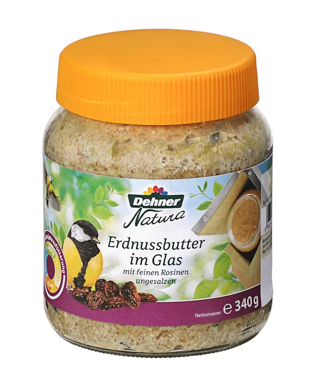 Dehner Natura Erdnussbutter Rosine Wildvogelfutter 340g energiereich