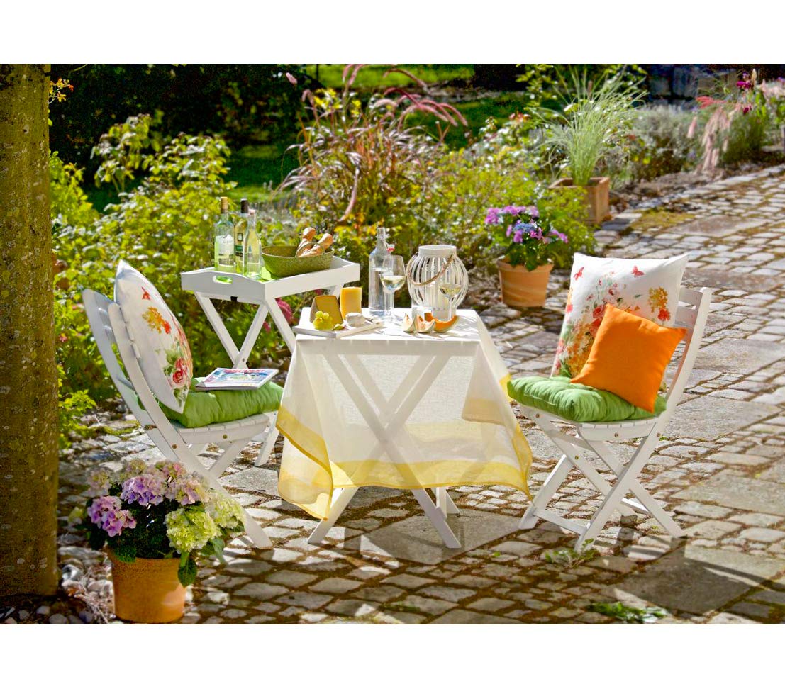 Dehner Provence Balkonset weiß Akazie Tisch+2 Stühle
