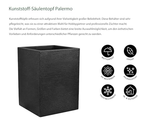 Dehner Palermo Säulentopf anthrazit 40cm Kunststoff