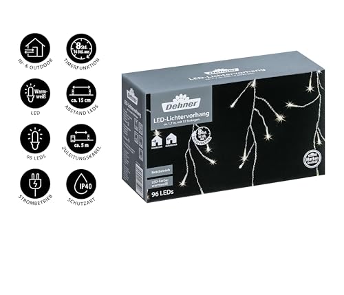 Dehner LED-Lichtervorhang 165 cm 60 LEDs warmweiß