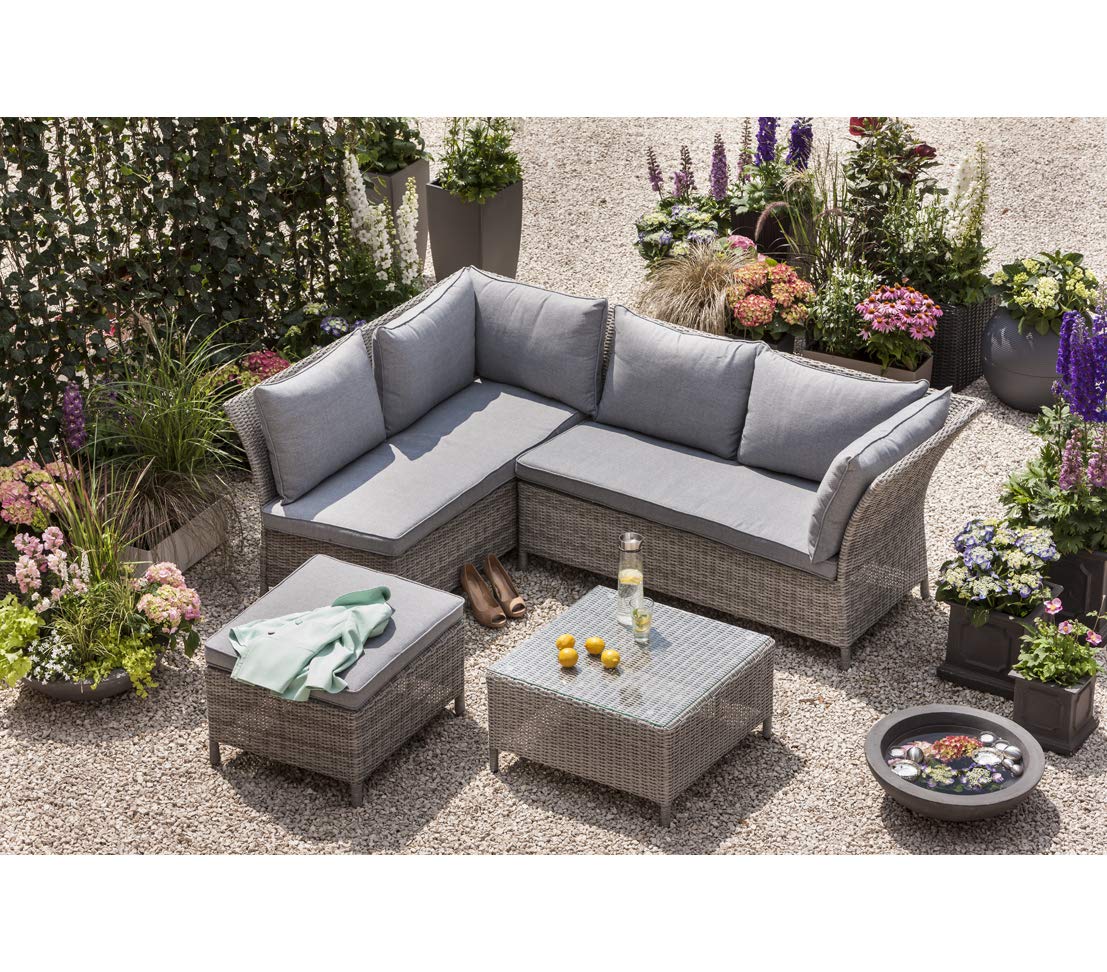 Dehner Sizilia Geflechtlounge grau mit Polster Lounge
