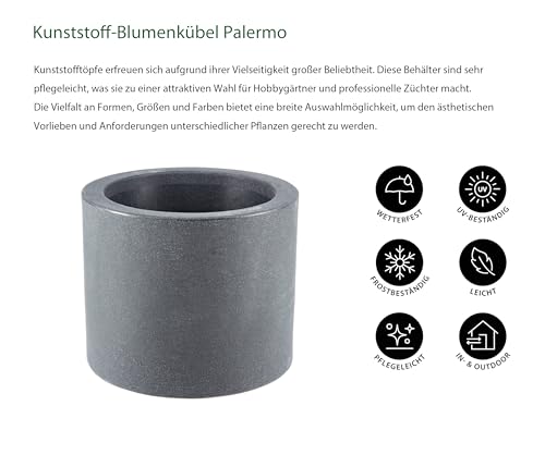 Dehner Palermo Ø 40 cm Blumenkübel anthrazit Rollen