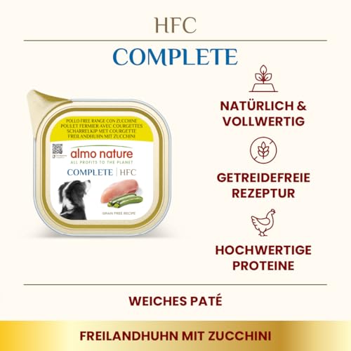 Almo Nature HFC Complete Hundefutter Huhn Zucchini 17x85g Paté