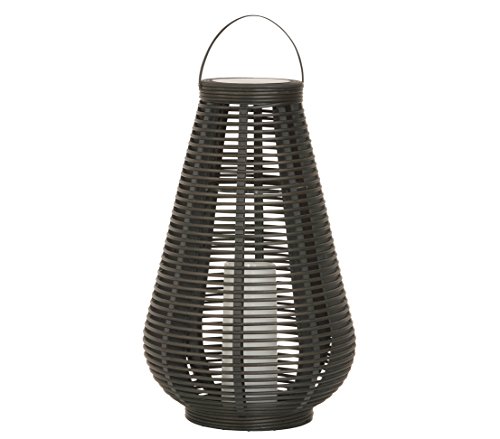 Dehner Solarlaterne Rattan 25 cm LED-Flackerkerze braun