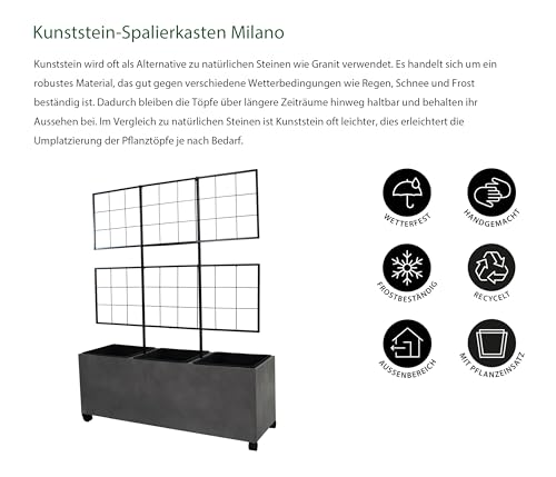 Dehner Milano Spalierkasten grau 100x130x35cm Rollen Beton
