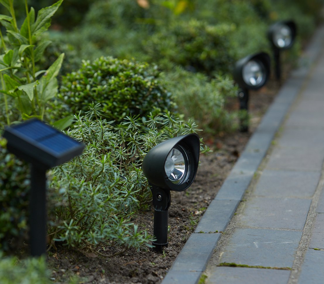 Dehner Solarspot LED-Spot 3er-Set schwarz Kunststoff