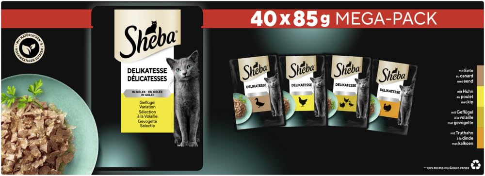 Sheba Delikatesse in Gelee Nassfutter Geflügel 4x3400g Allein