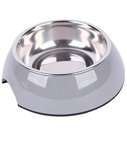Dehner Napf grau 700 ml Melamin Edelstahl rutschfest