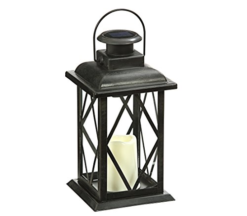 Dehner Solarlaterne schwarz 32cm Flammeneffekt wetterfest
