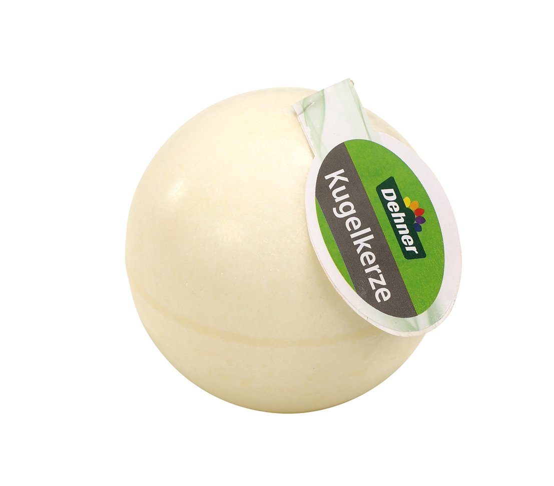 Dehner Kugelkerze 6er Set Ø 8 cm Stearin creme rustikal