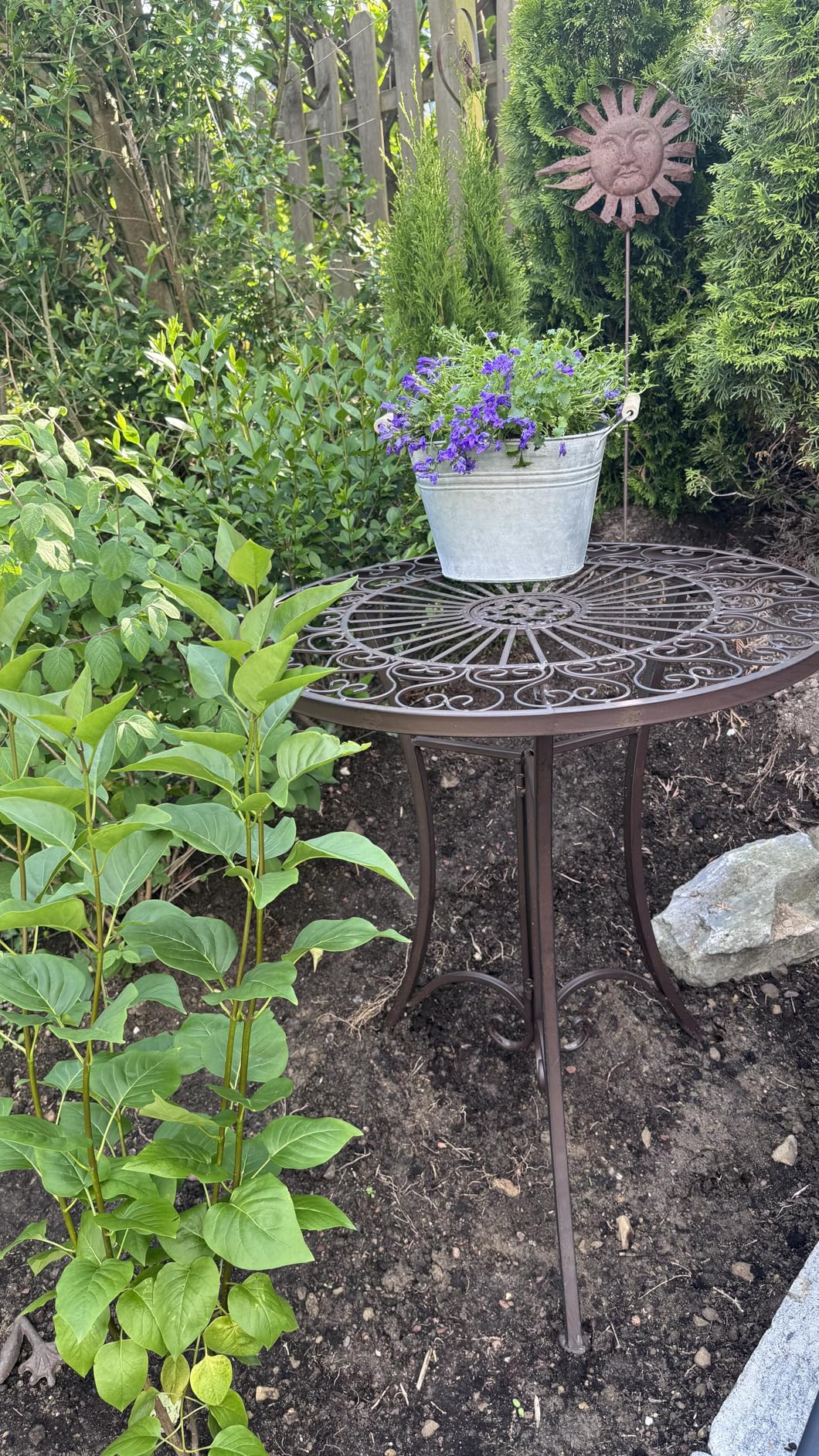 Dehner Antik Gartentisch Eisen Ø61cm dunkelbraun