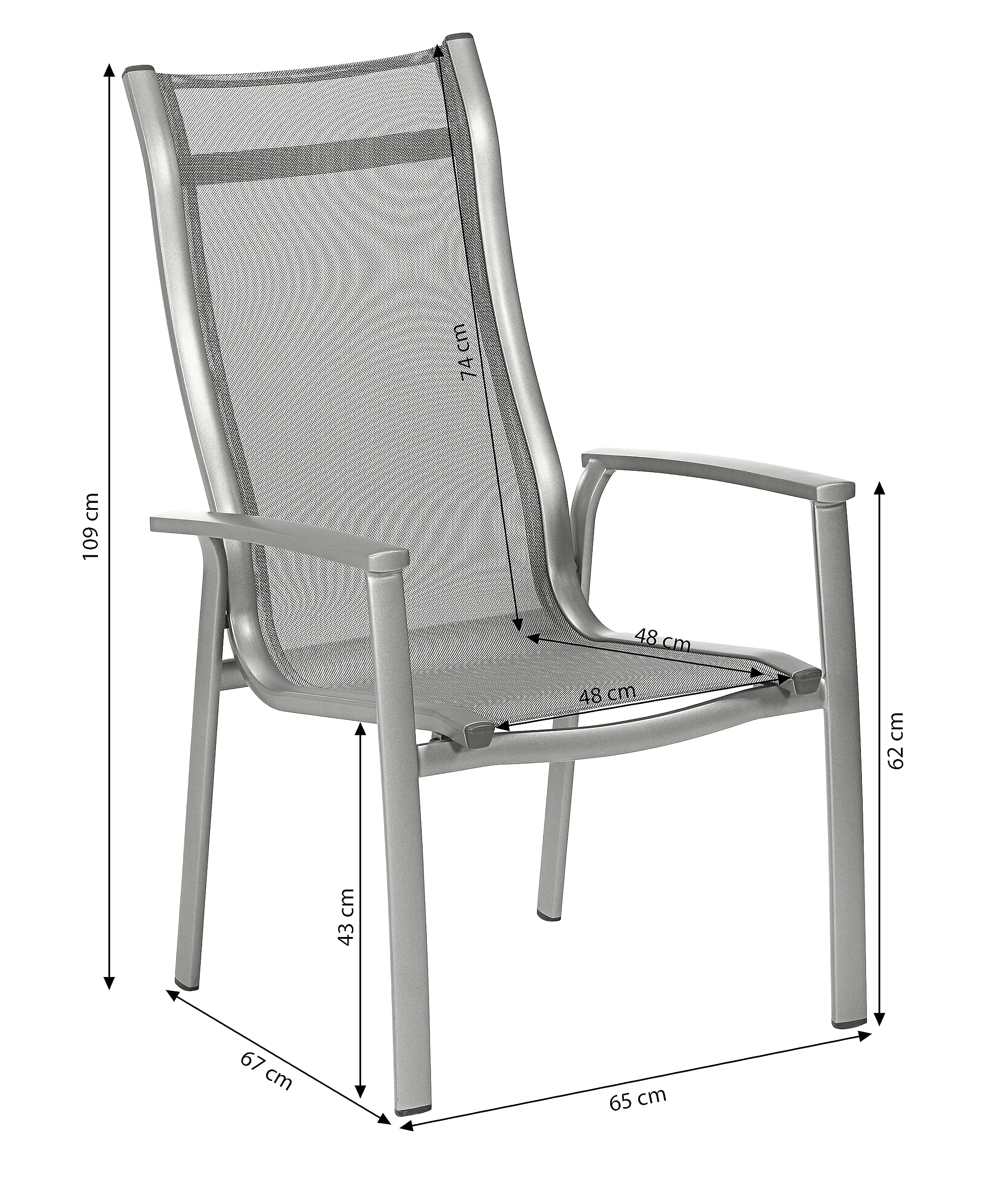 Dehner Chicago Stapelstuhl grau Textilene Aluminium stapelbar