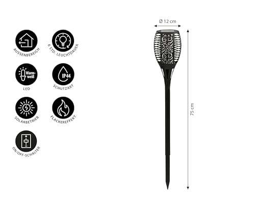 Dehner Flammenfackel Jumbo Solarleuchte schwarz 75 cm