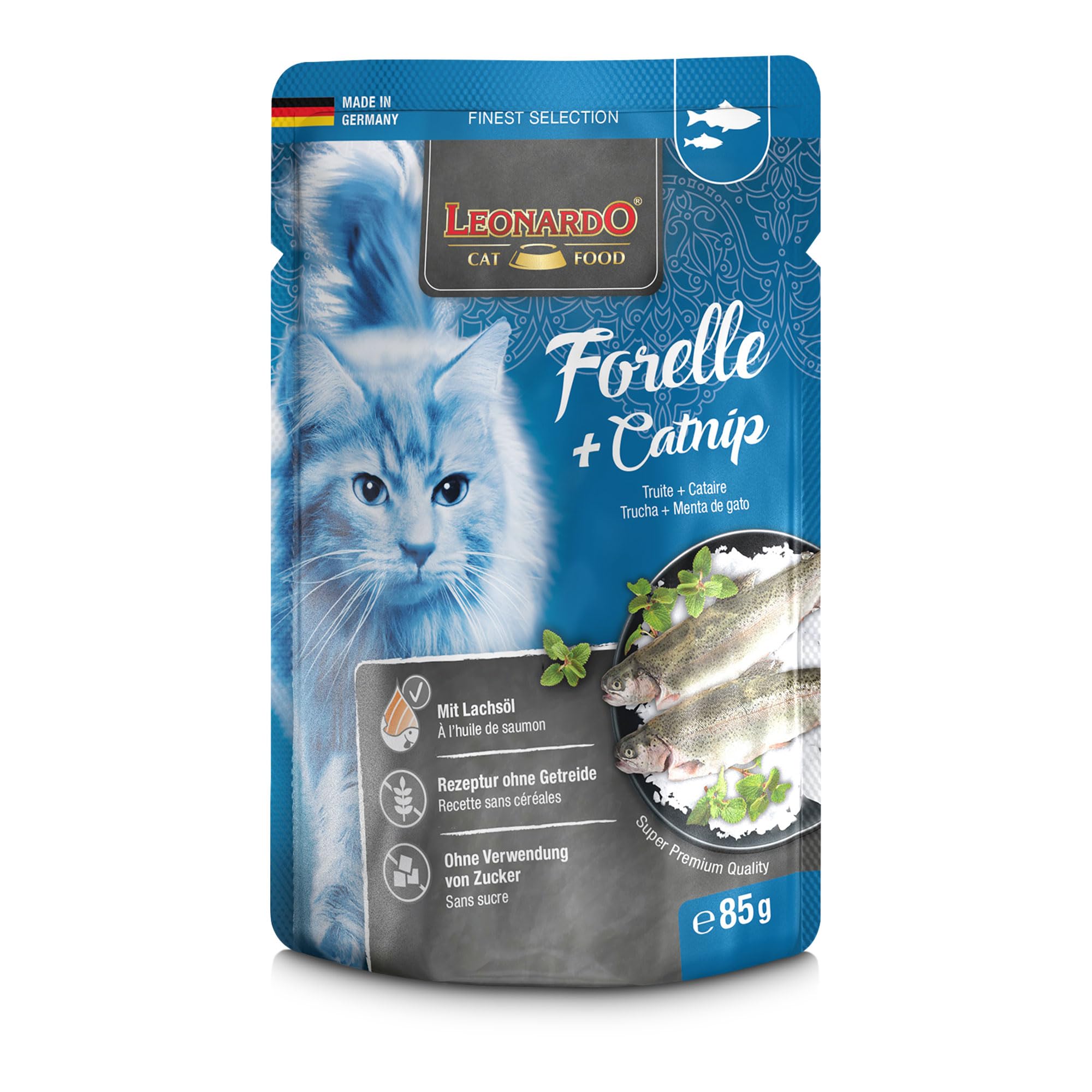 Leonardo Forelle Catnip Nassfutter 16x85g getreidefrei