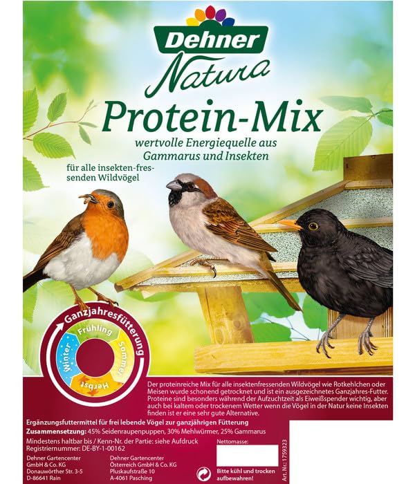 Dehner Natura Premium Wildvogelfutter Protein-Mix 500g Insekten