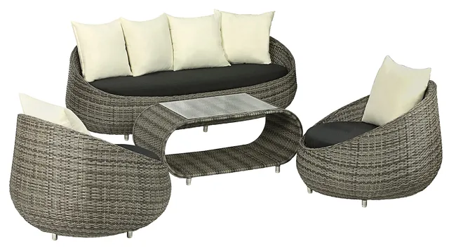 Dehner Premium Lovely Avani Loungegruppe 4-teilig grau creme