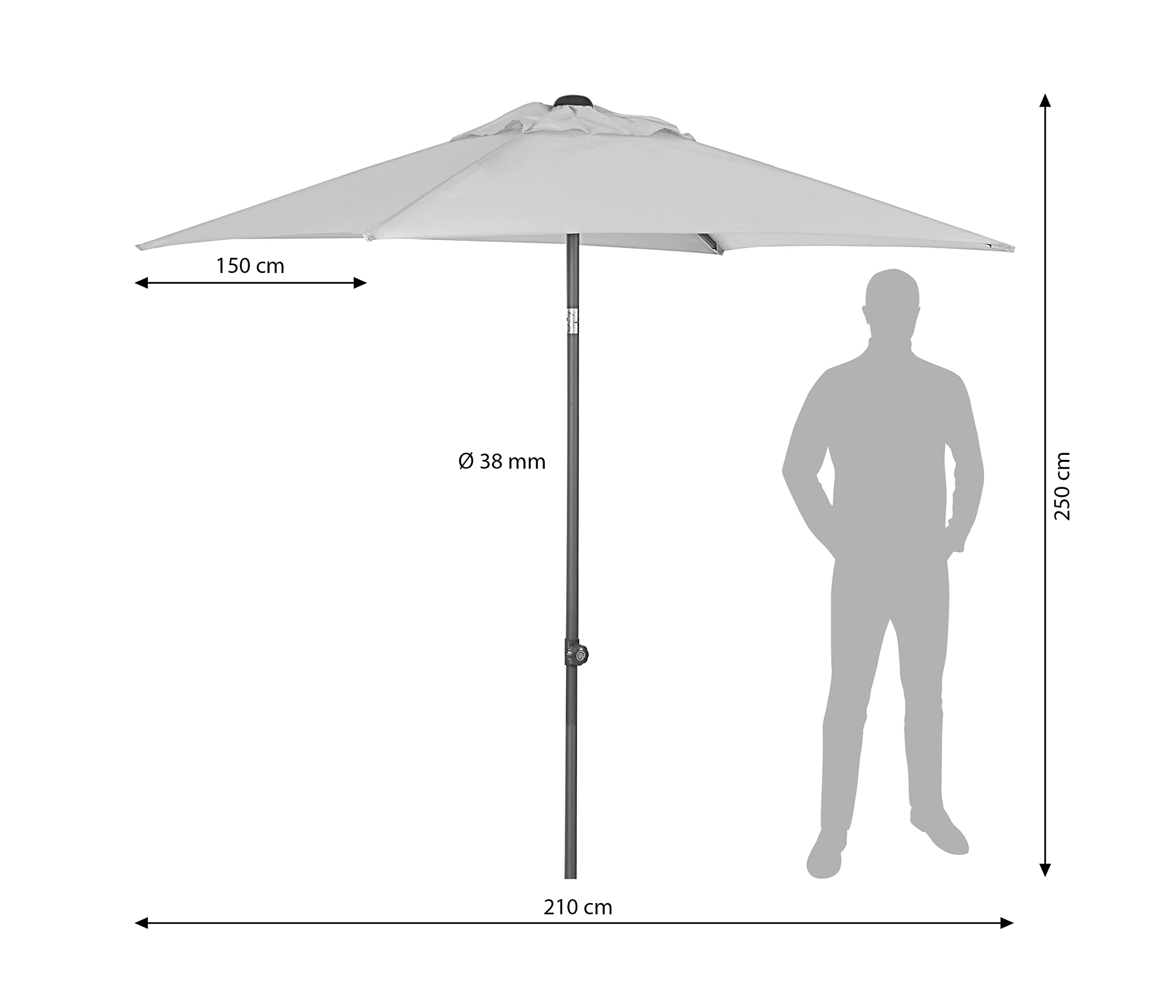 Dehner Premium Lovely Andros Sonnenschirm beige 210x150 cm UV80+