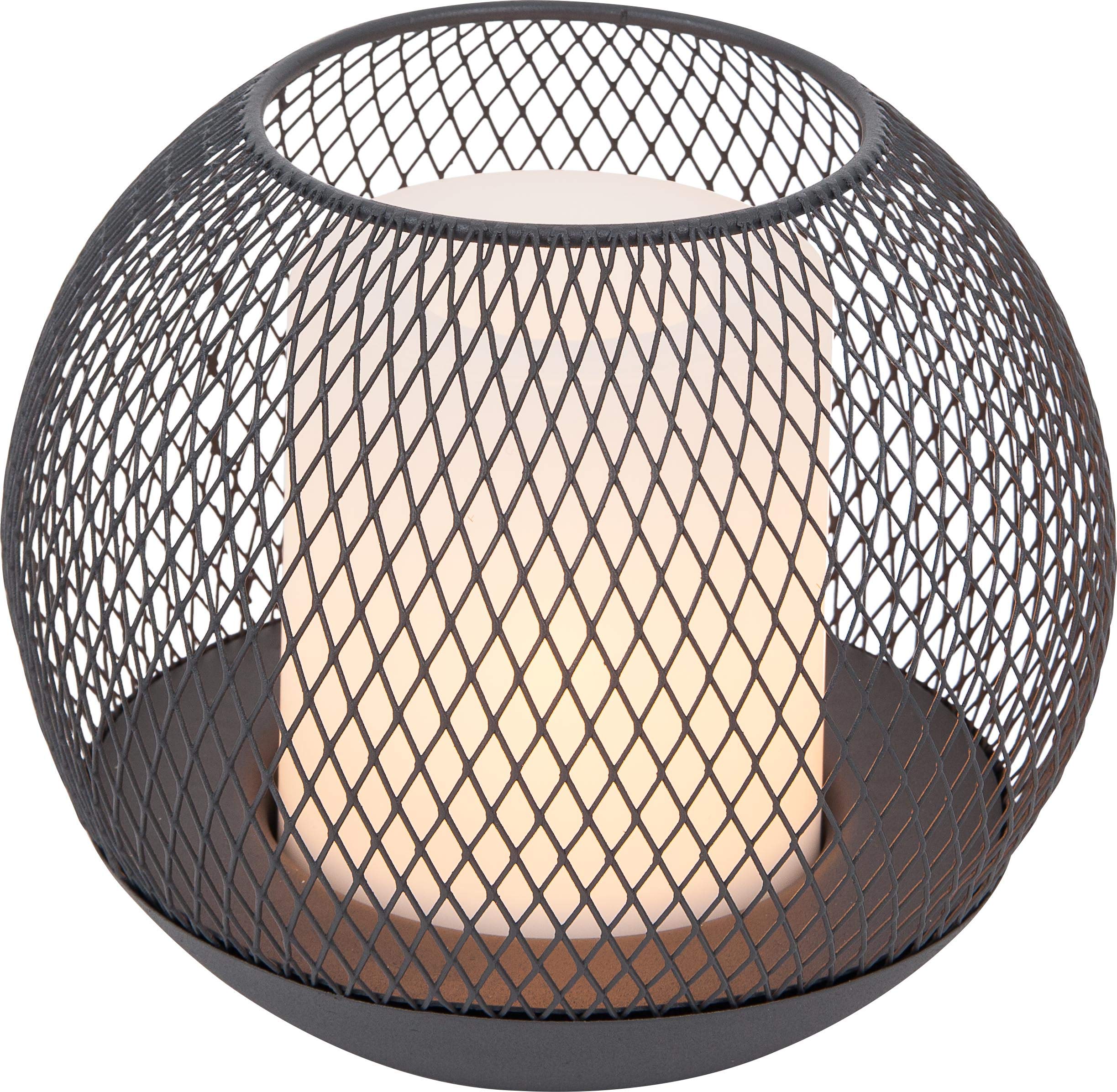 Dehner Solarkugel 15 cm warmweiß Metall grau