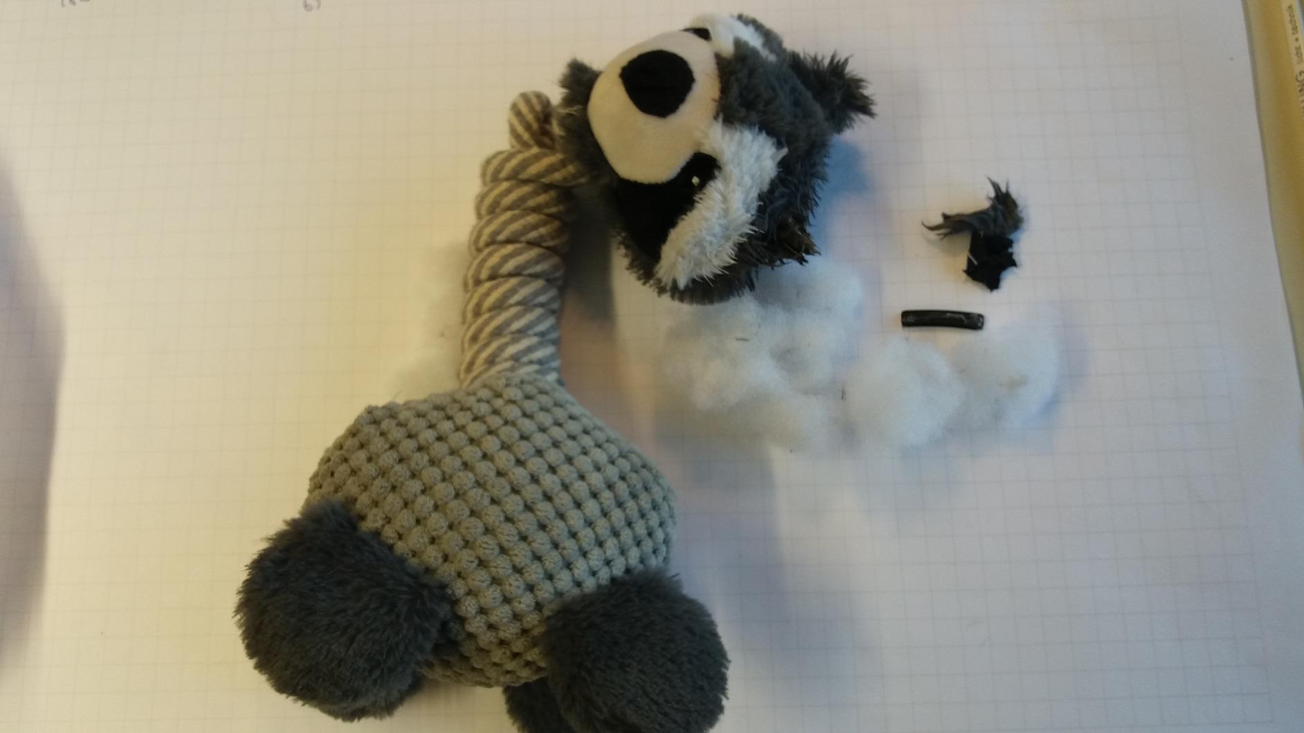 Dehner Premium Lovely Racoon Hundespielzeug grau 34x15 cm Quietscher