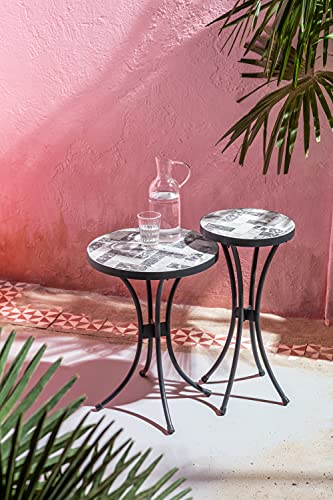 Dehner Letizia Blumenhocker 30cm Mosaik grau-weiß