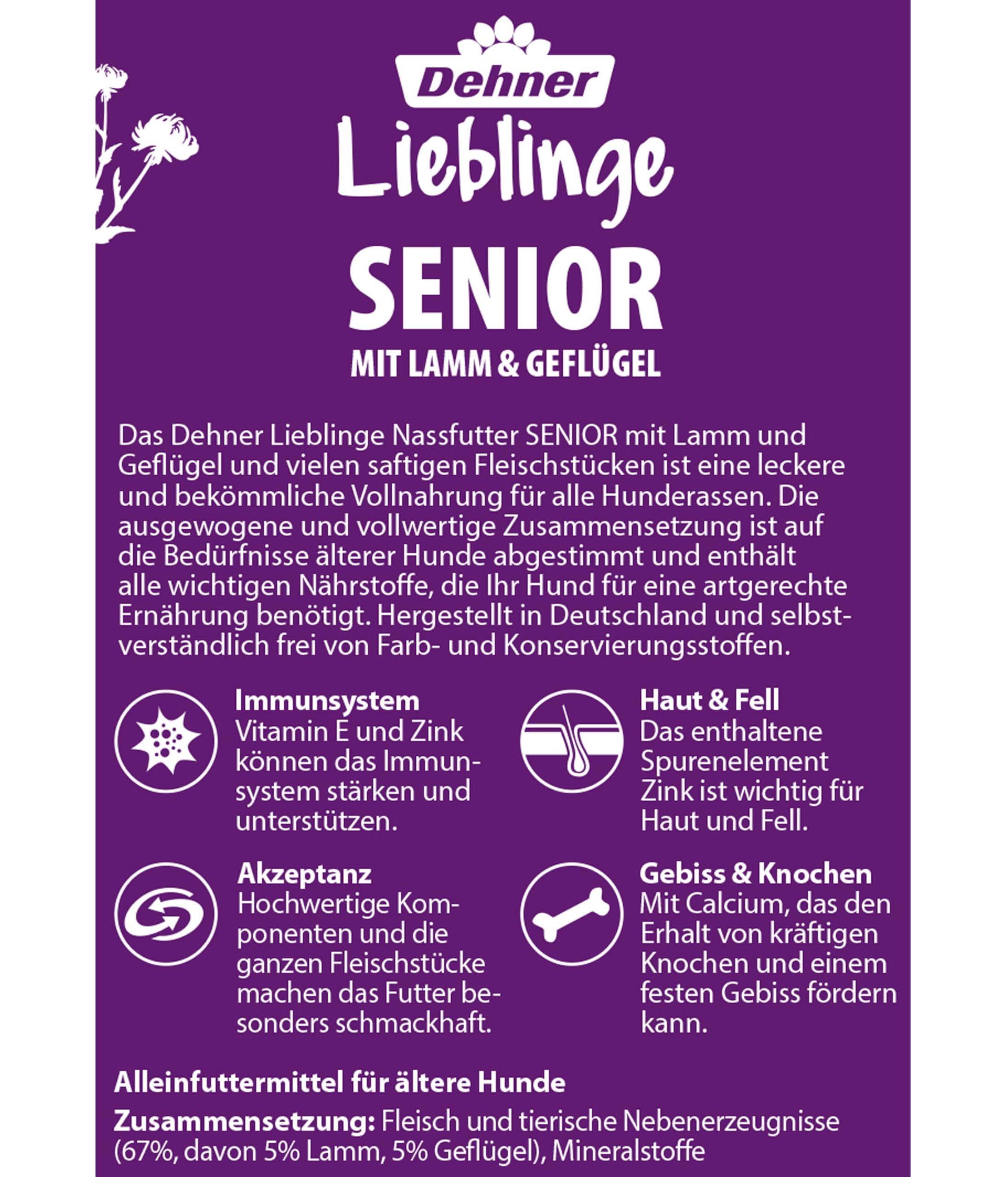 Dehner Lieblinge Senior Lamm Nassfutter Hund 6x800g