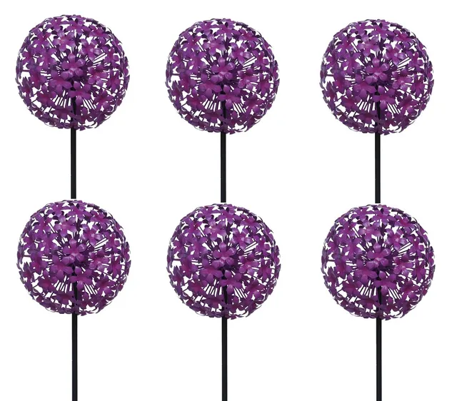 Dehner Allium Gartenstab Metall 6er Set violett 140 cm