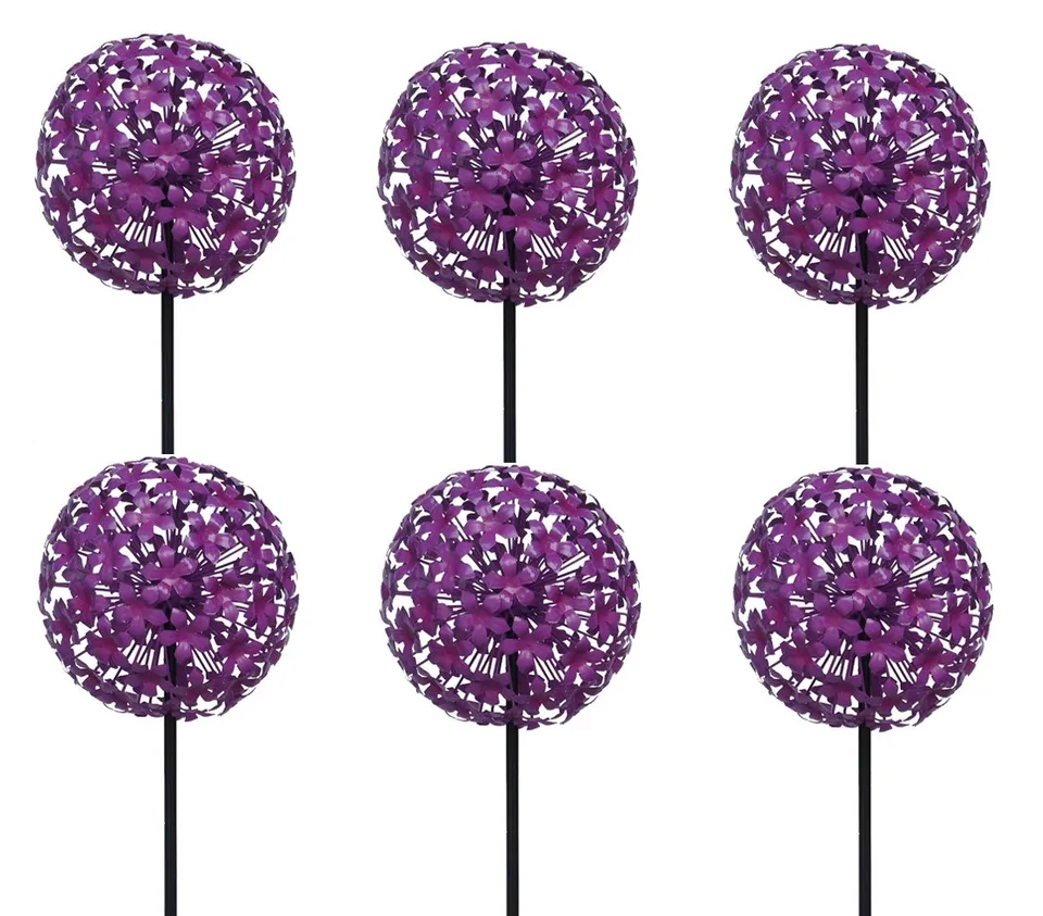 Dehner Allium Gartenstab Metall 6er Set violett 140 cm