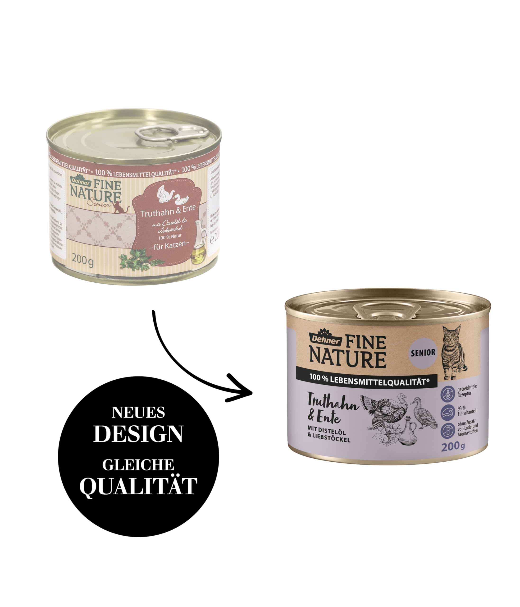 Dehner Fine Nature Nassfutter Truthahn Ente Senior 6x200g