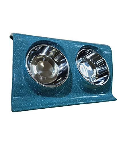 Dehner Doppel-Hundenapf Melamin Edelstahl blau 2x350 ml