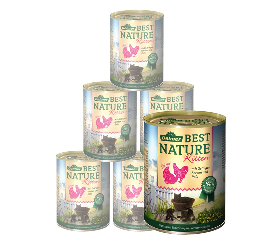 Dehner Best Nature Kitten Nassfutter Geflügelherzen 6x200g