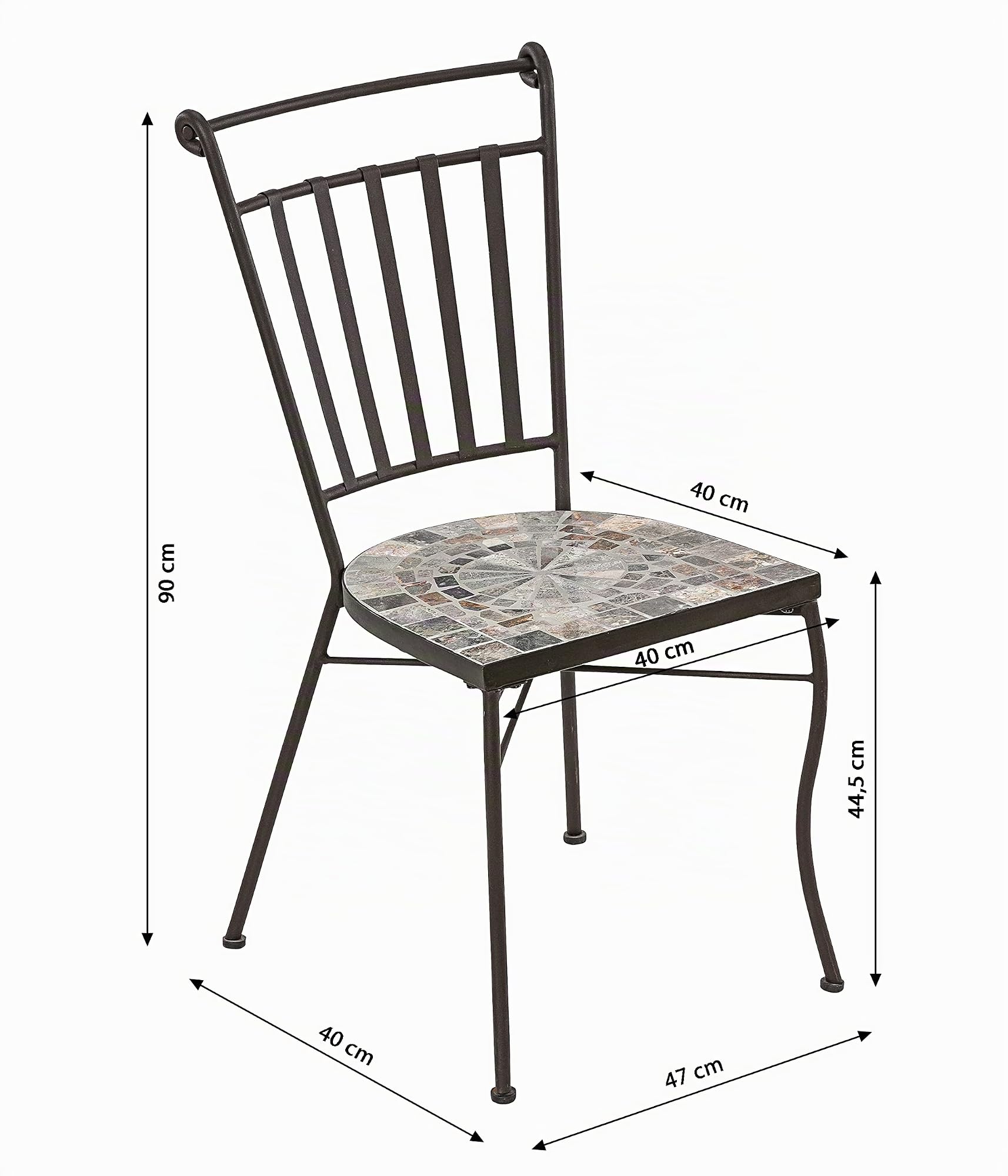 Dehner Fine Nature Grazia Mosaikstuhl grau braun 90 cm