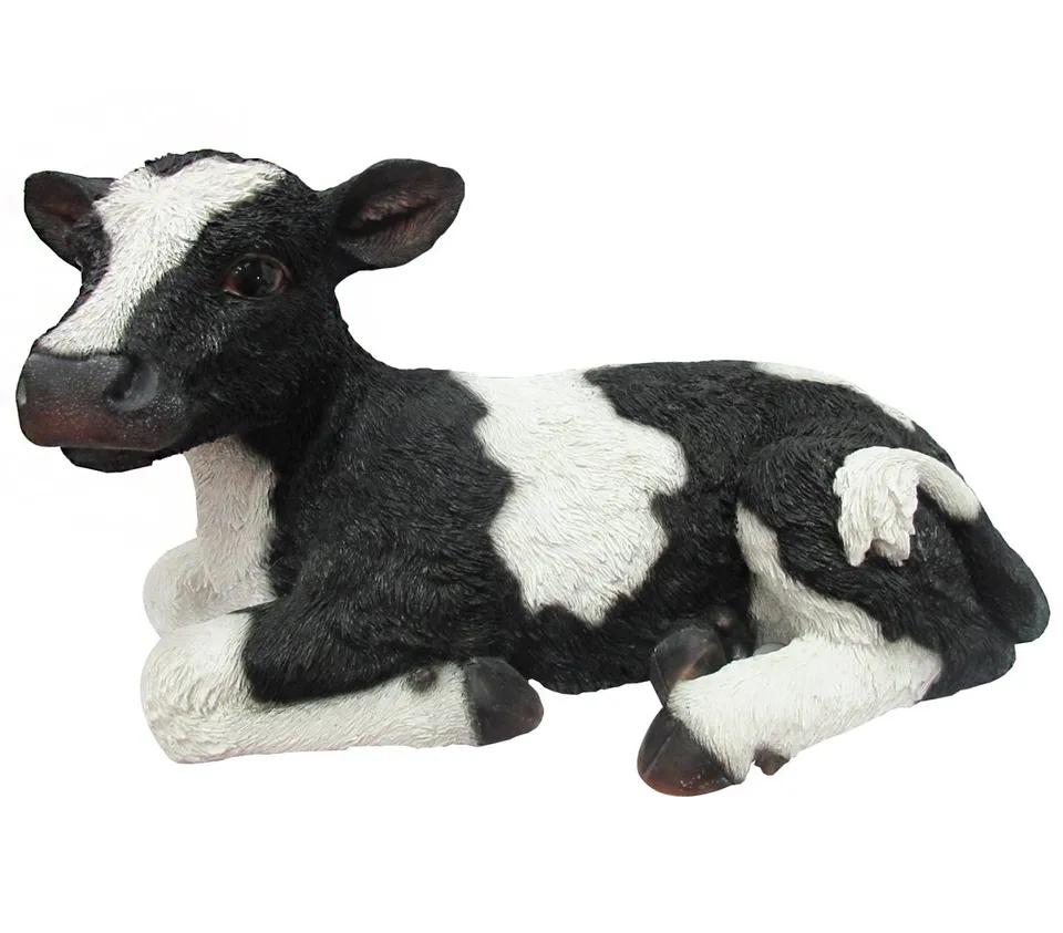 Dehner Premium Lovely Kuh liegend Dekofigur schwarz-weiß Polyresin