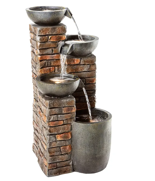 Dehner Piatto Gartenbrunnen Zierbrunnen mit LED 10 L