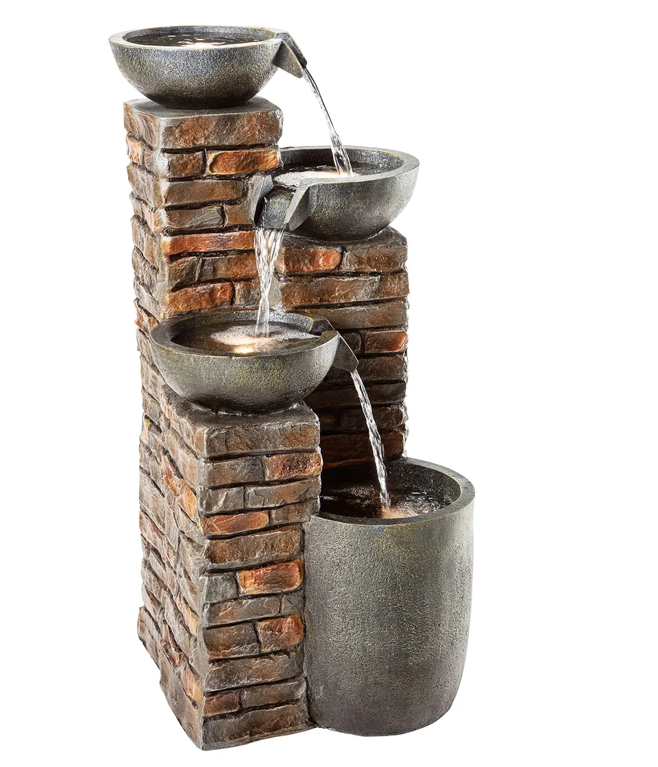Dehner Piatto Gartenbrunnen Zierbrunnen mit LED 10 L