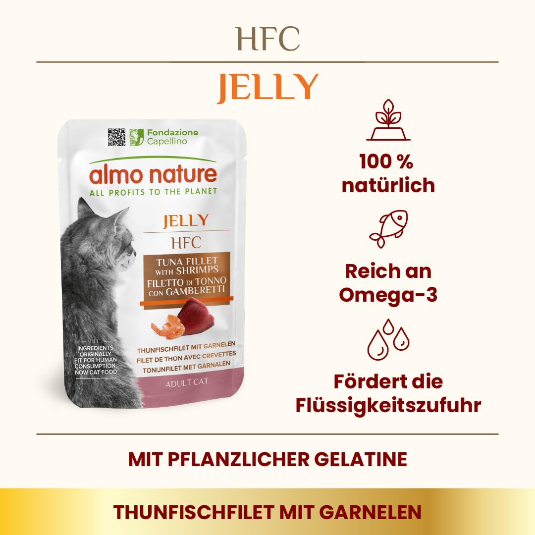 Almo Nature HFC Gelee-Beutel Thunfisch Garnelen 24x55g