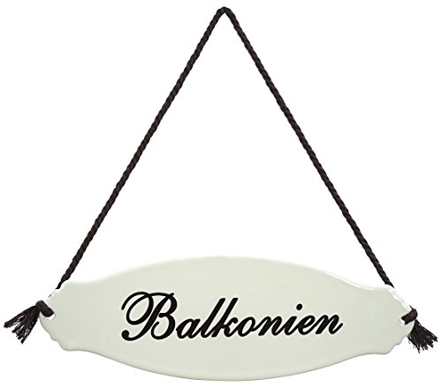 Dehner Gartenschild Balkonien Stahl 30,5cm Weiß