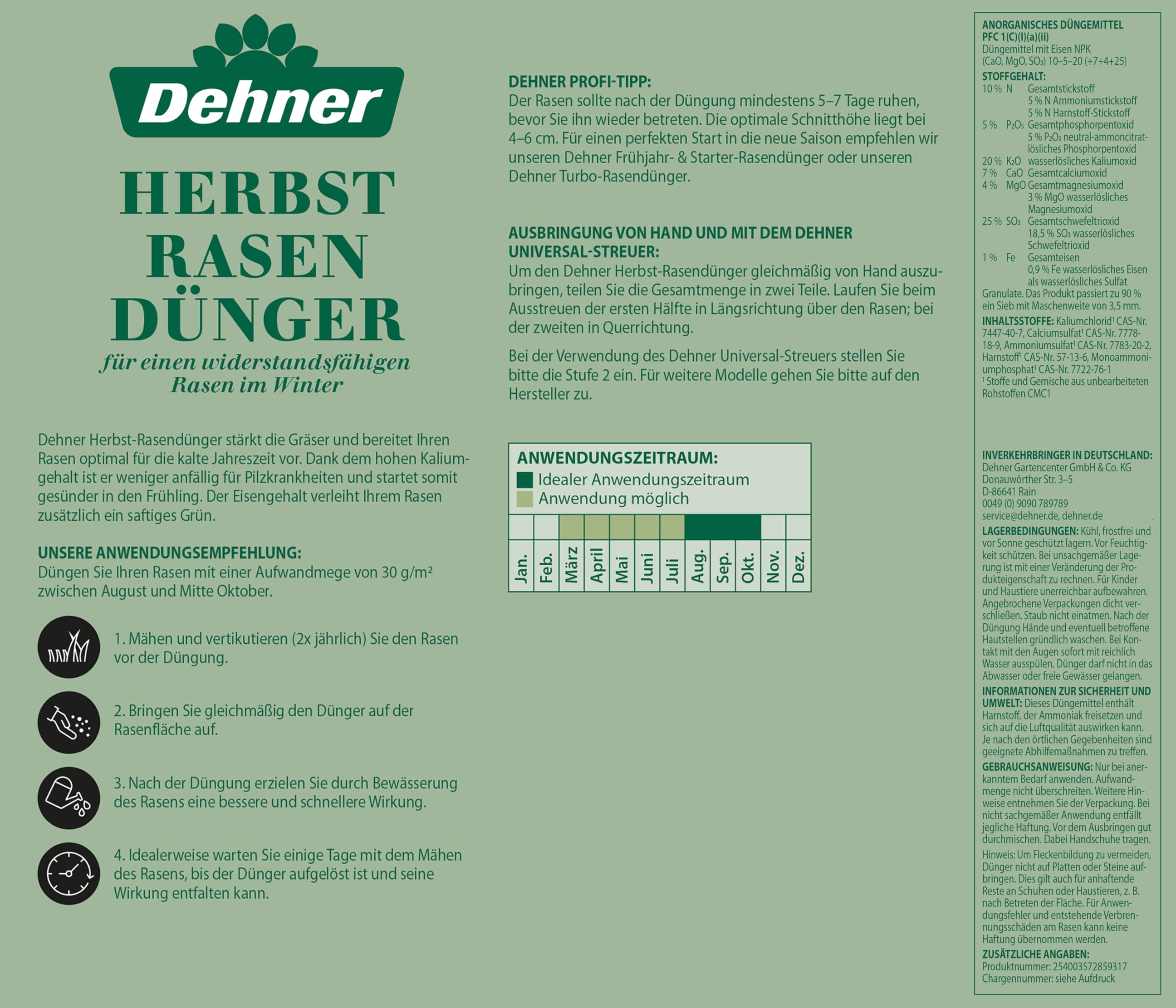 Dehner Premium Lovely Herbstrasendünger 5kg Langzeit 150qm