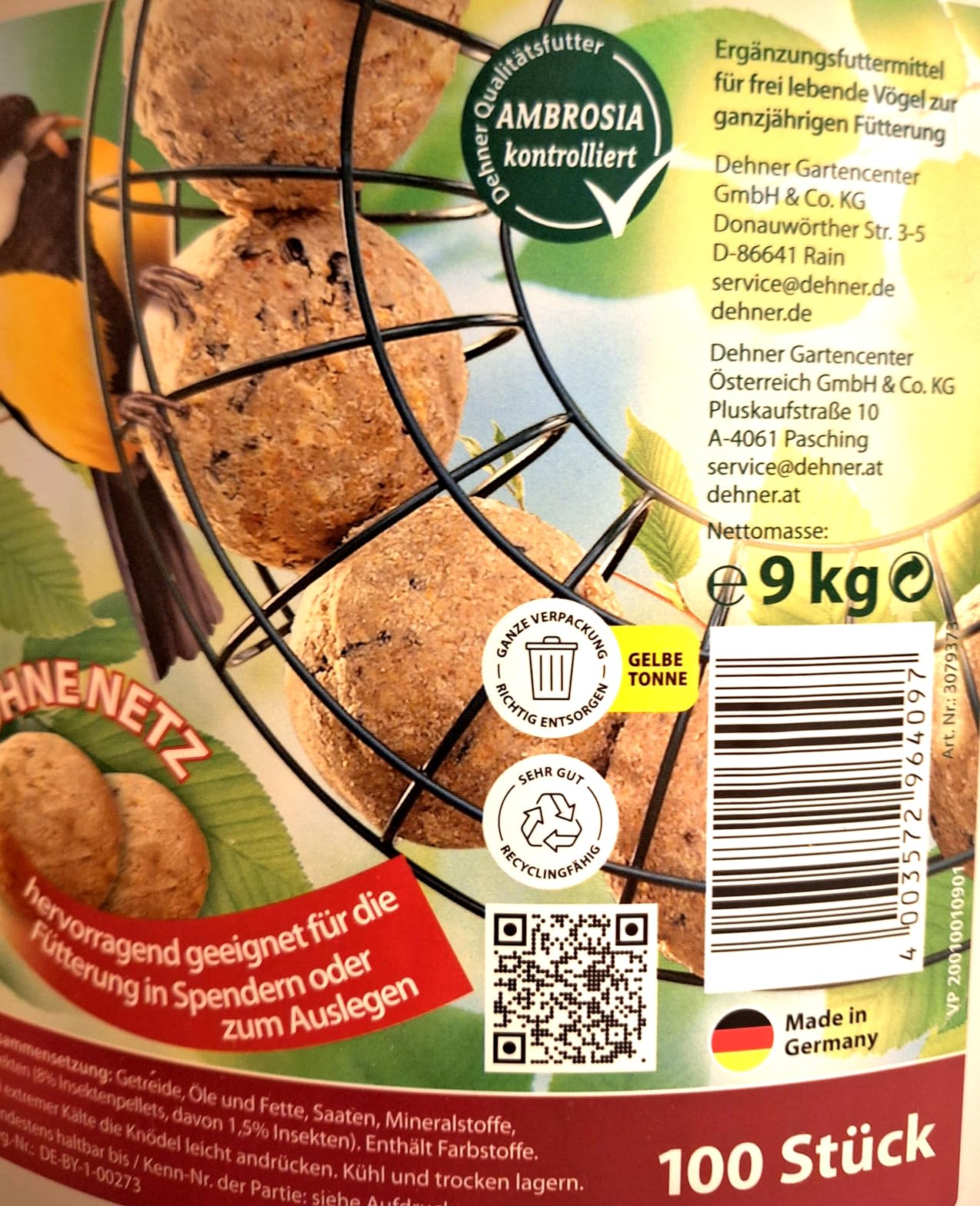 Dehner Natura Meisenknödel o. Netz Insekten 100x90g