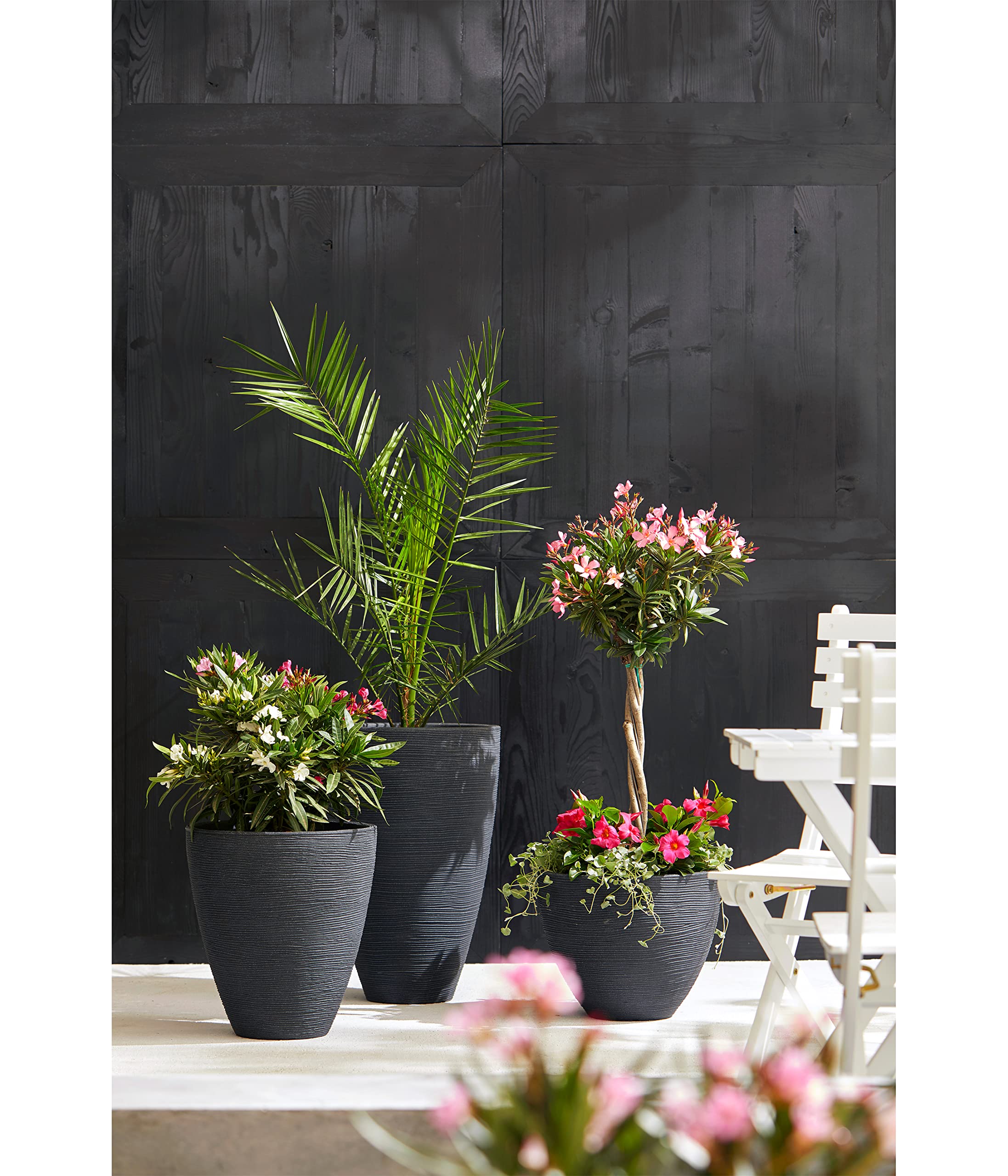 Dehner Vino Pflanzvase Ø40x60 cm anthrazit frostbeständig