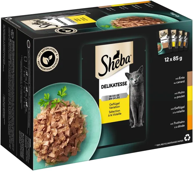 Sheba Delikatesse Gelee Nassfutter Geflügel 12x85g Beutel