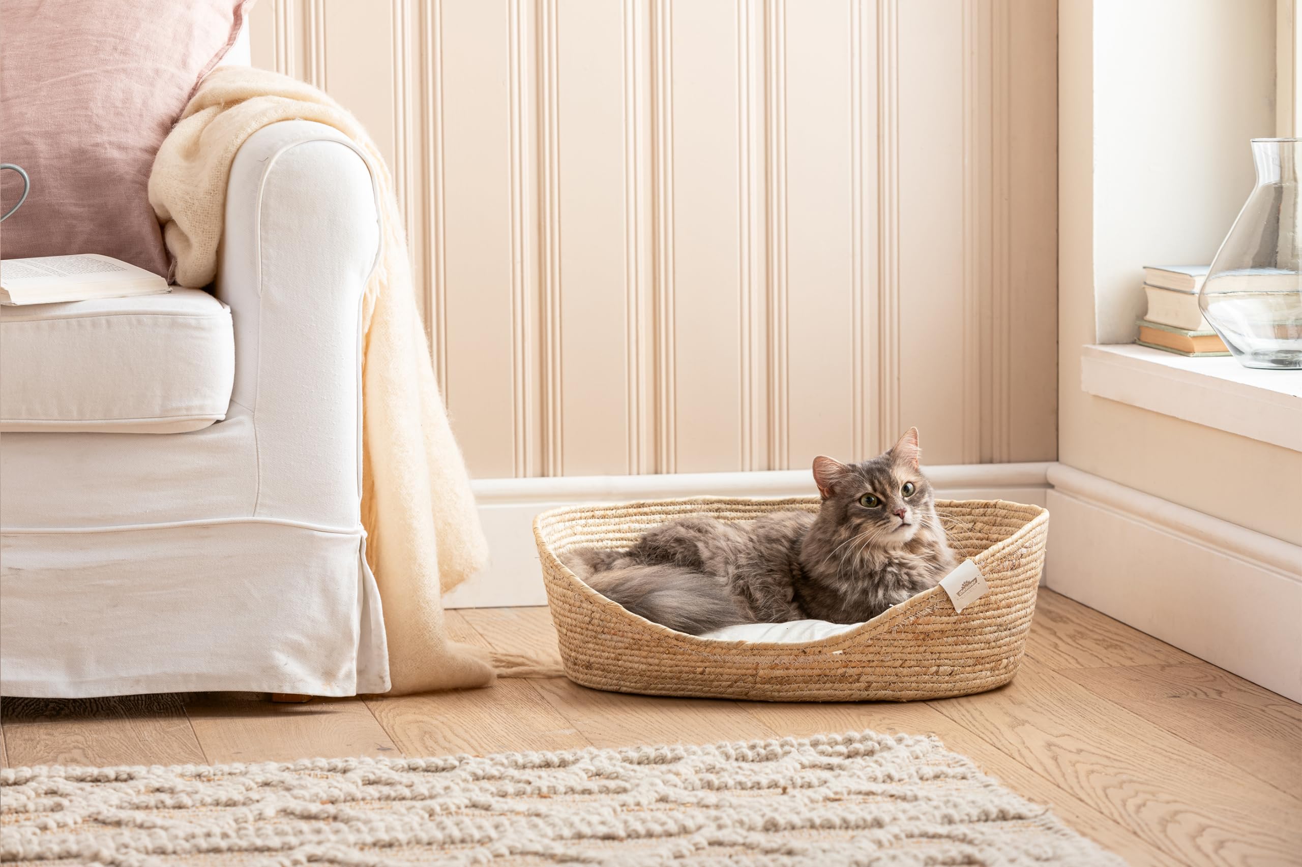 Dehner Premium Lovely Tiefer Schlaf M Katzenkorb beige geflochten