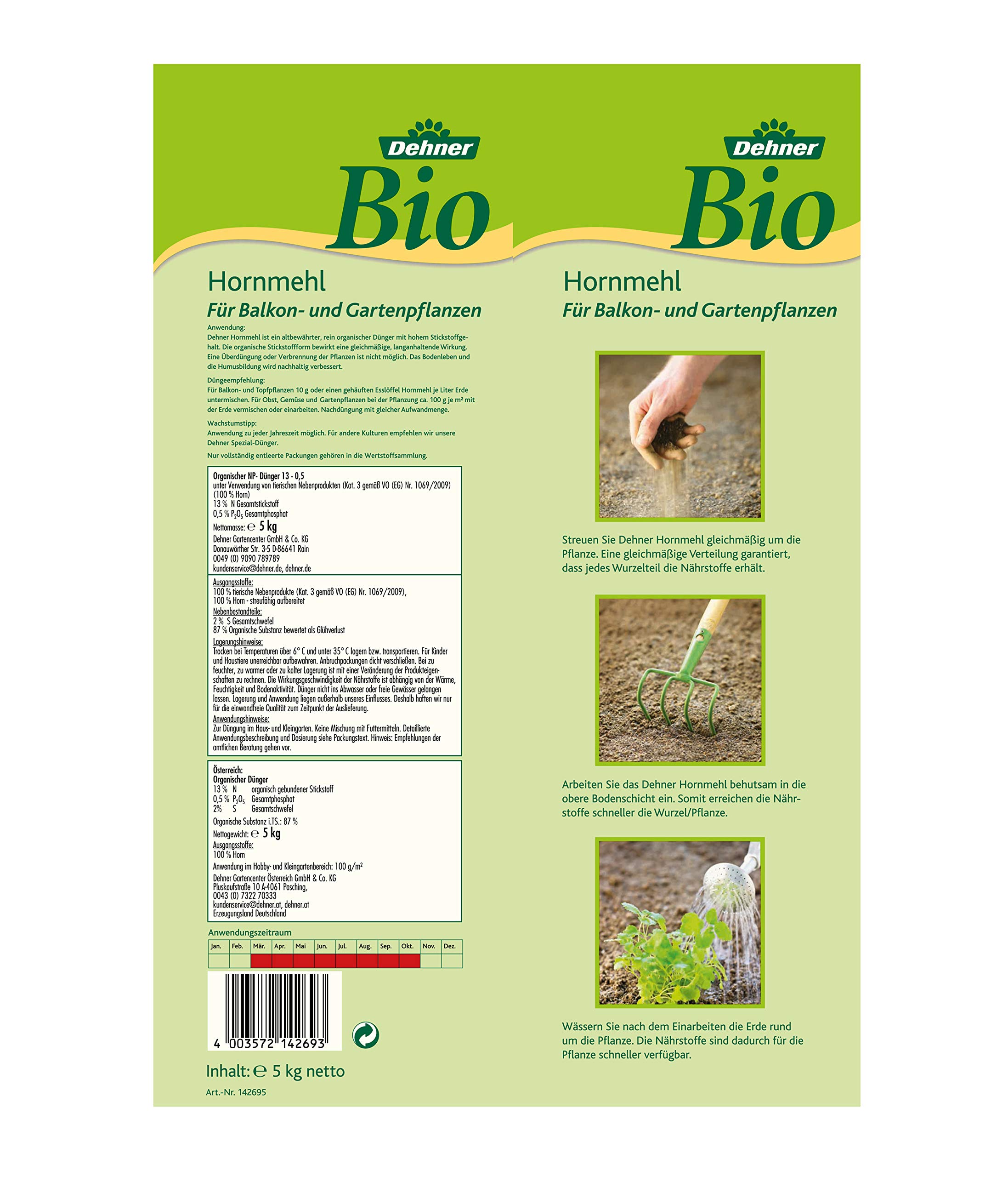 Dehner Bio Hornmehl + Hornspäne Dünger 5 kg + 2,5 kg natürlich