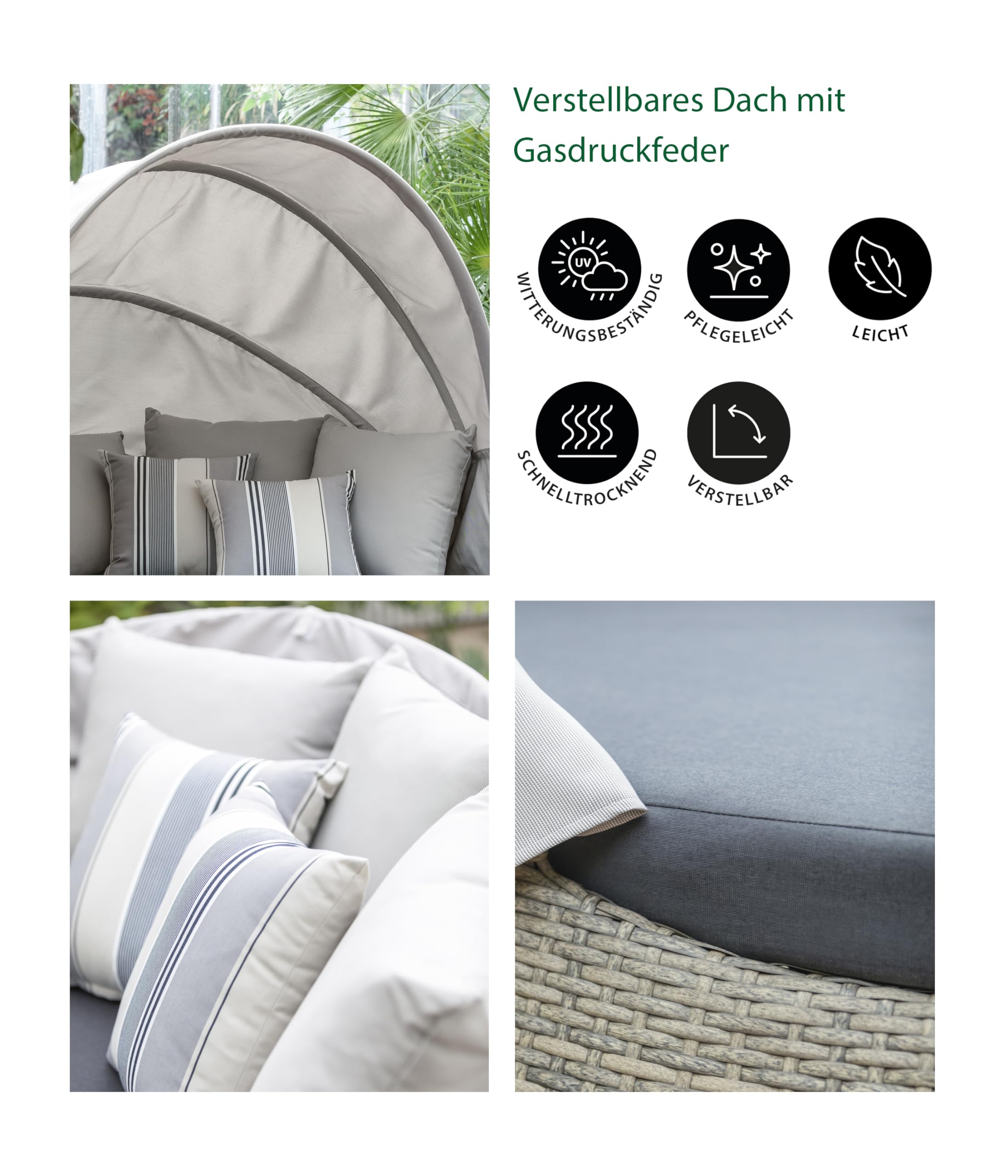 Dehner Florida Sun-Lounger Doppel-Liege 220x160 braun/grau