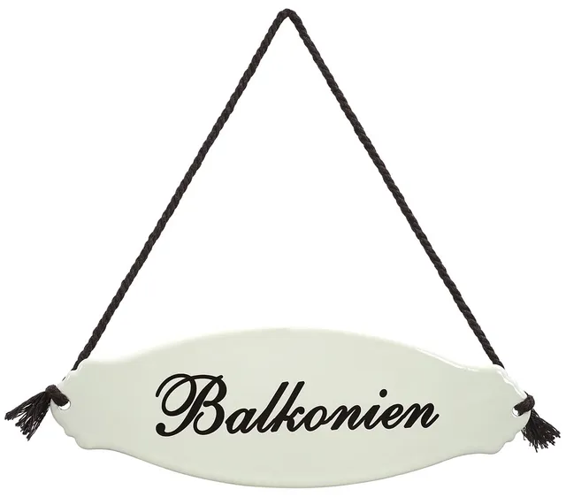 Dehner Gartenschild Balkonien Stahl 30,5cm Weiß
