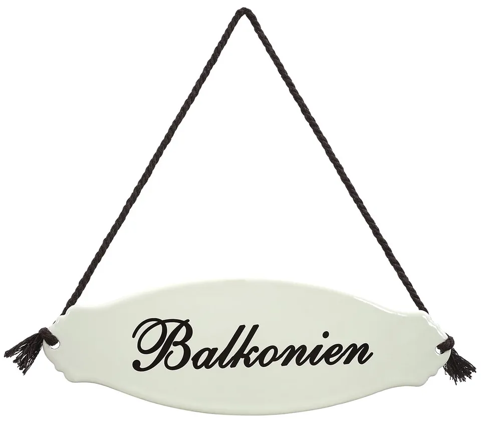 Dehner Gartenschild Balkonien Stahl 30,5cm Weiß