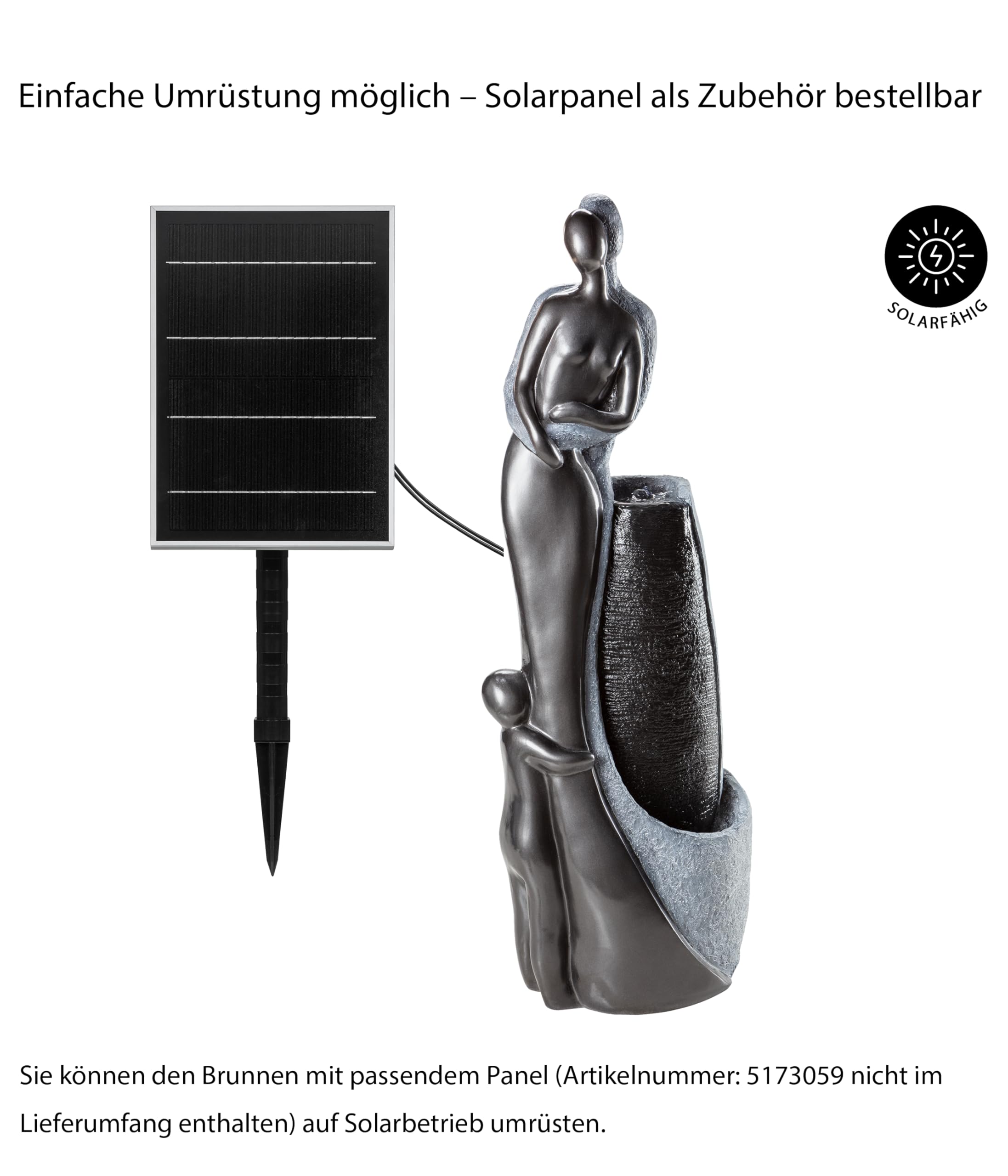 Dehner Gartenbrunnen Family LED Polyresin grau 120 cm