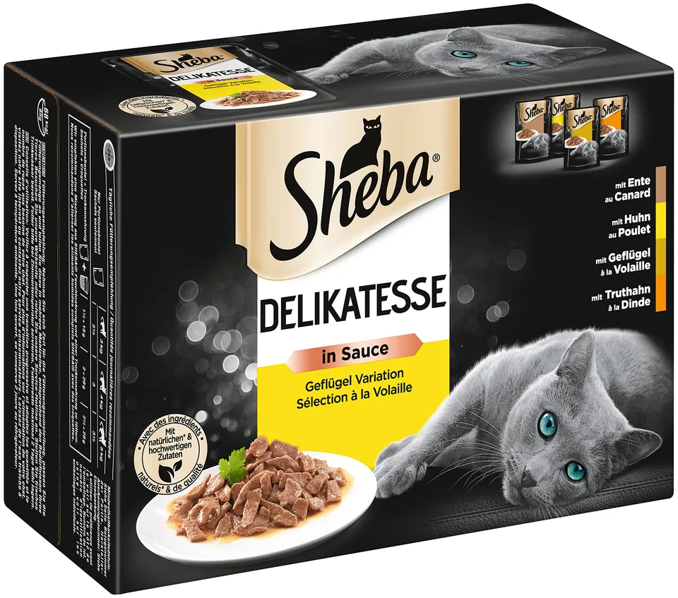 Sheba Delikatesse in Sauce Nassfutter Geflügel 48x85g Sauce