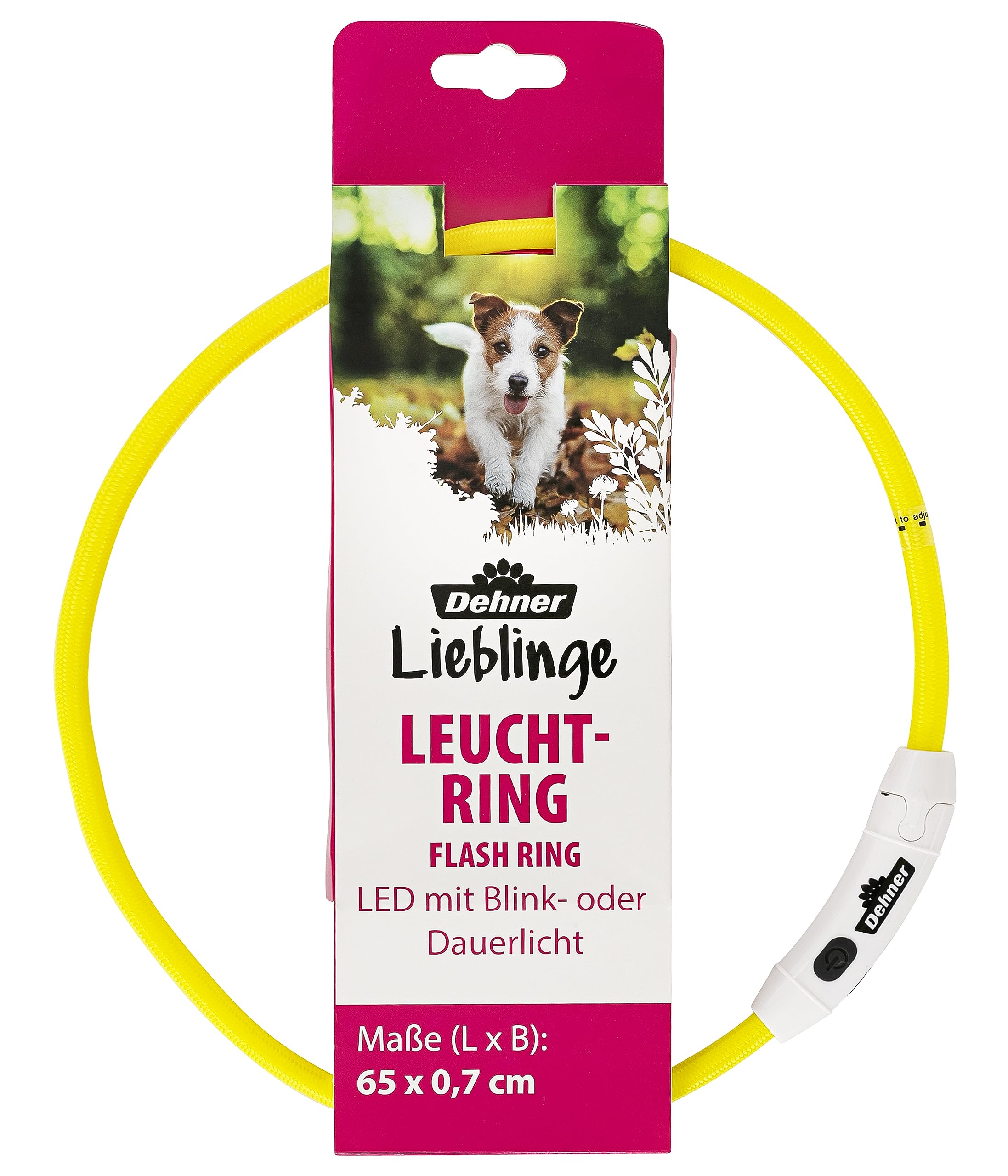Dehner Lieblinge Flash Ring LED-Halsband 65cm rot USB
