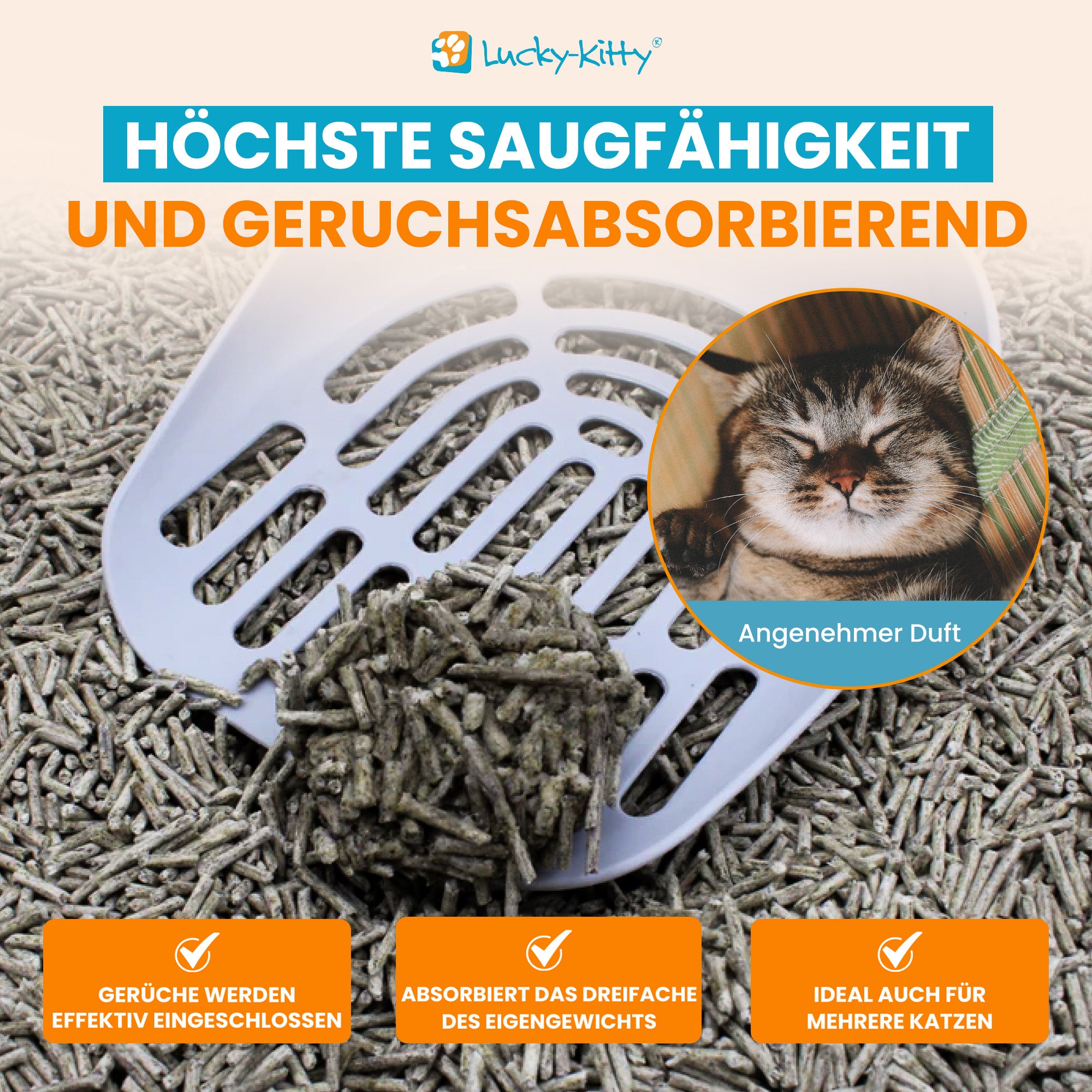 Lucky-Kitty Natur pur Sensitiv Katzenstreu 6kg ohne Duft